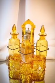 Northwood Zippered Corners Amber Glass Victorian Condiment Castor