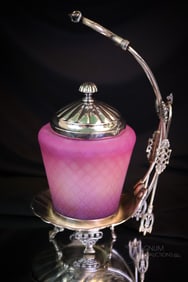Meriden Victorian Silverplate Pink Opalescent Pickle Castor