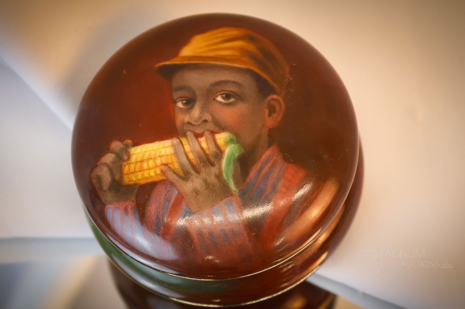 Hand Painted Portait Black Memorabilia Porcelain Powder Jar (1 of 6)