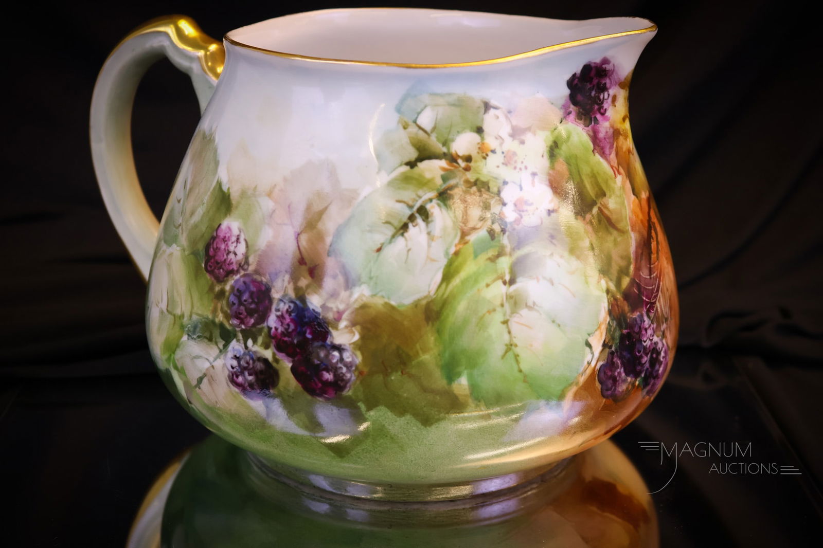 Limoges Hand Painted Porcelain Blackberries Gilt Cider Jug (1 of 6)