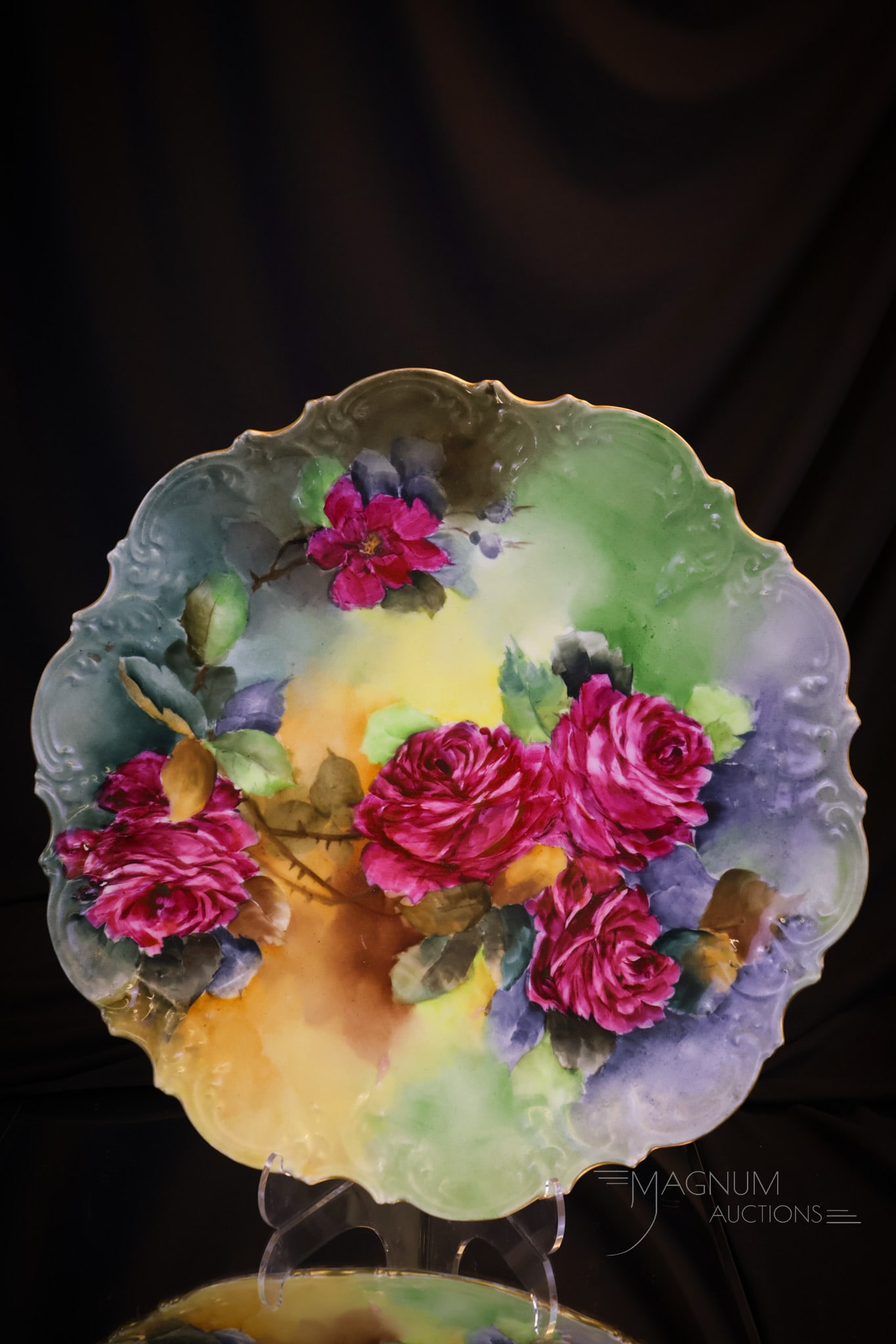 AK France Limoges Hand Painted Roses 13" Charger (1 of 7)