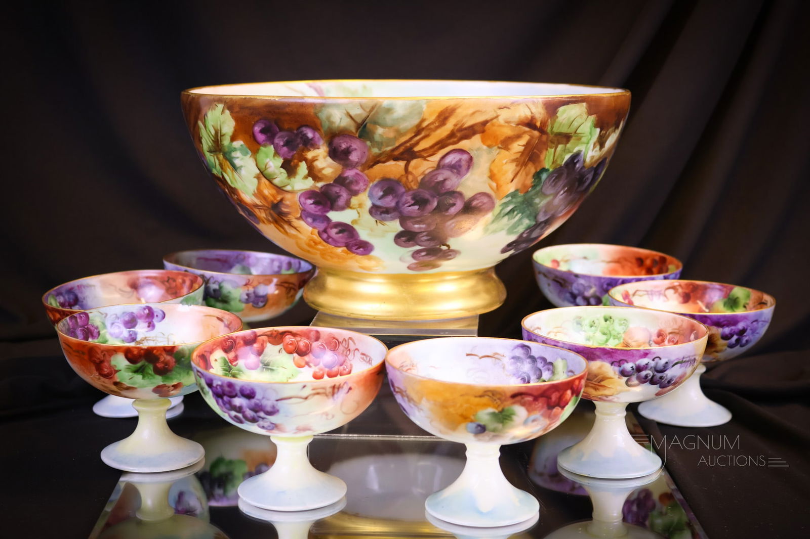9 pc Hand Painted Porcelain Germany Punch Set (1 of 12)