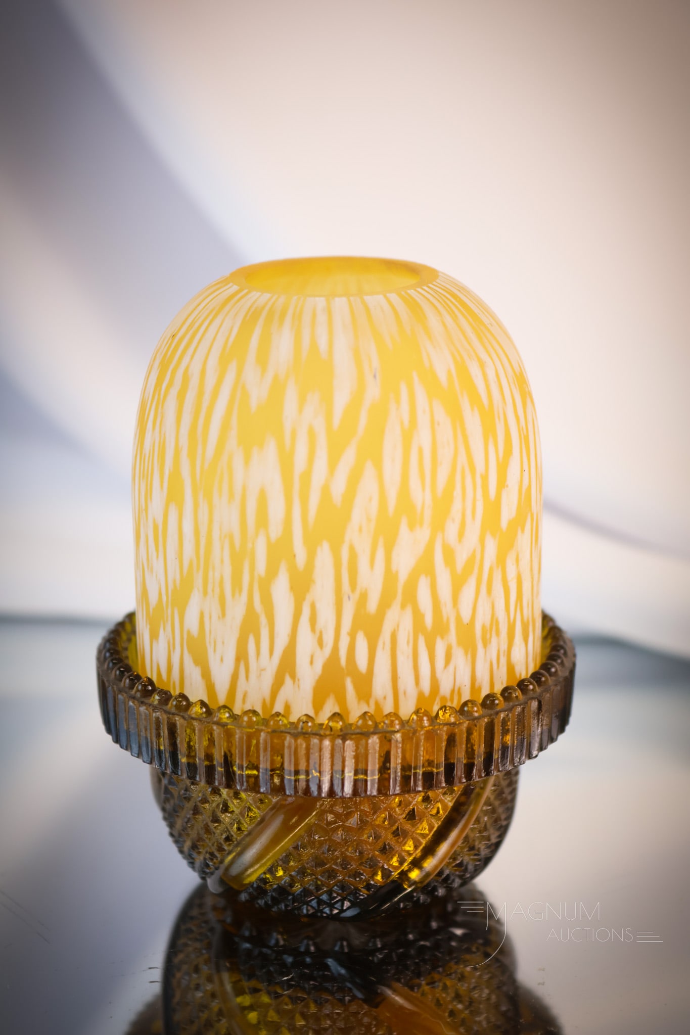 Rare Arabesque Amber Victorian Glass Fairy Lamp (1 of 9)