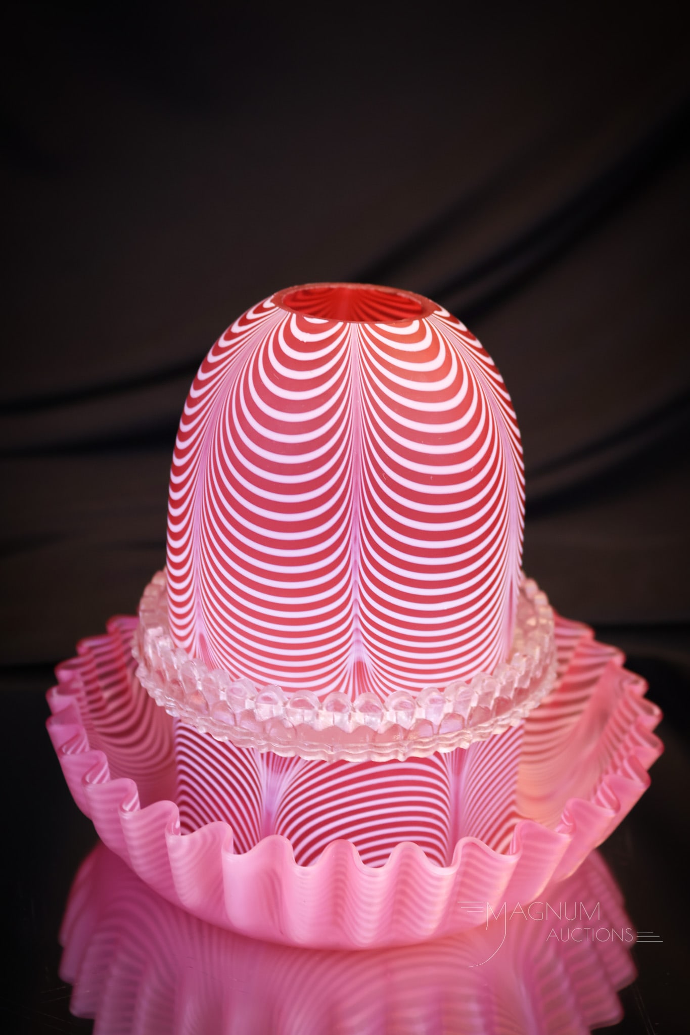 Cranberry Victorian Nailsea Glass Fairy Lamp (1 of 11)