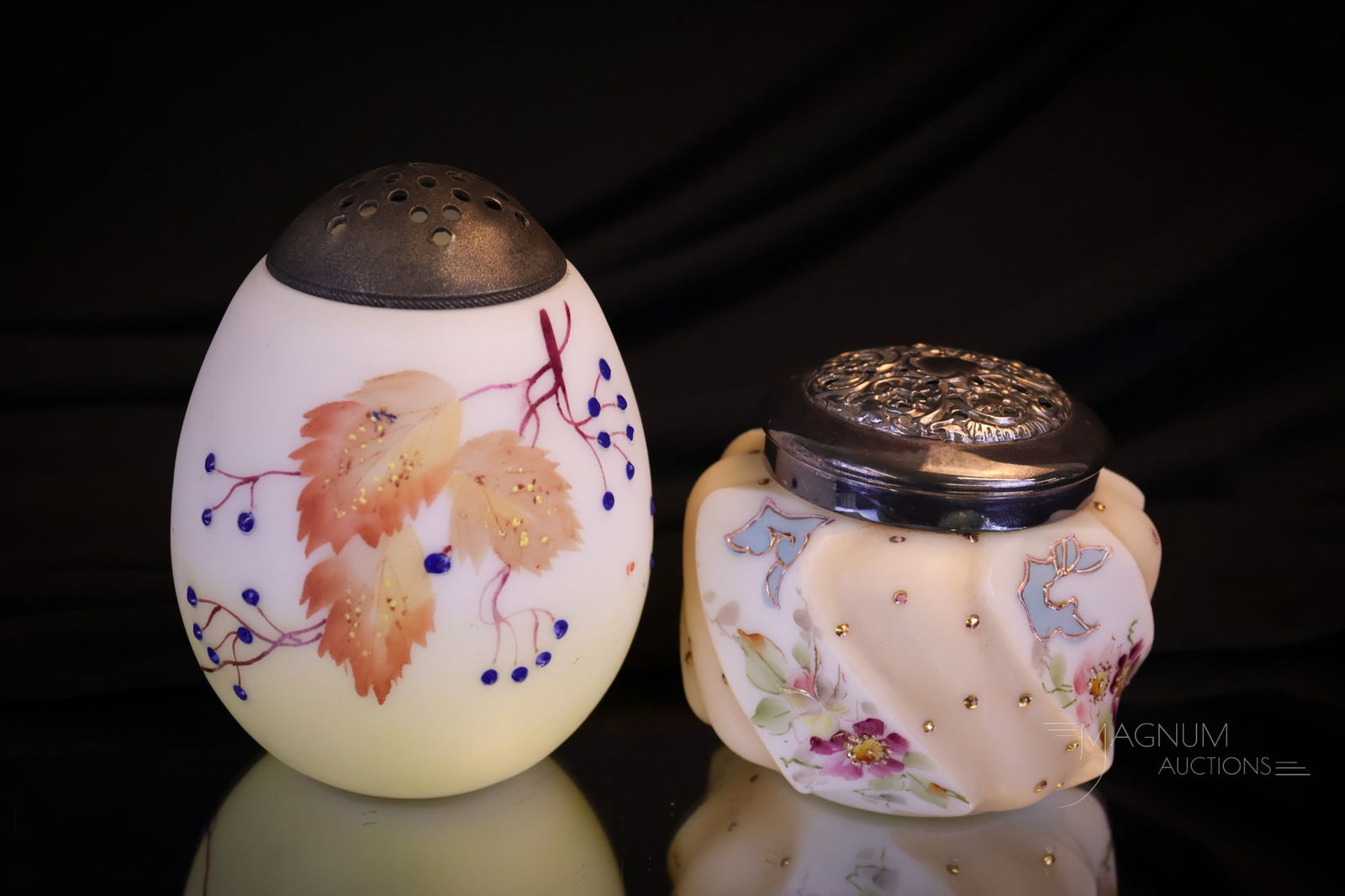 2 pc Lot Victorian Glass Mt. Washington & Wavecrest Sugar Shakers (1 of 7)