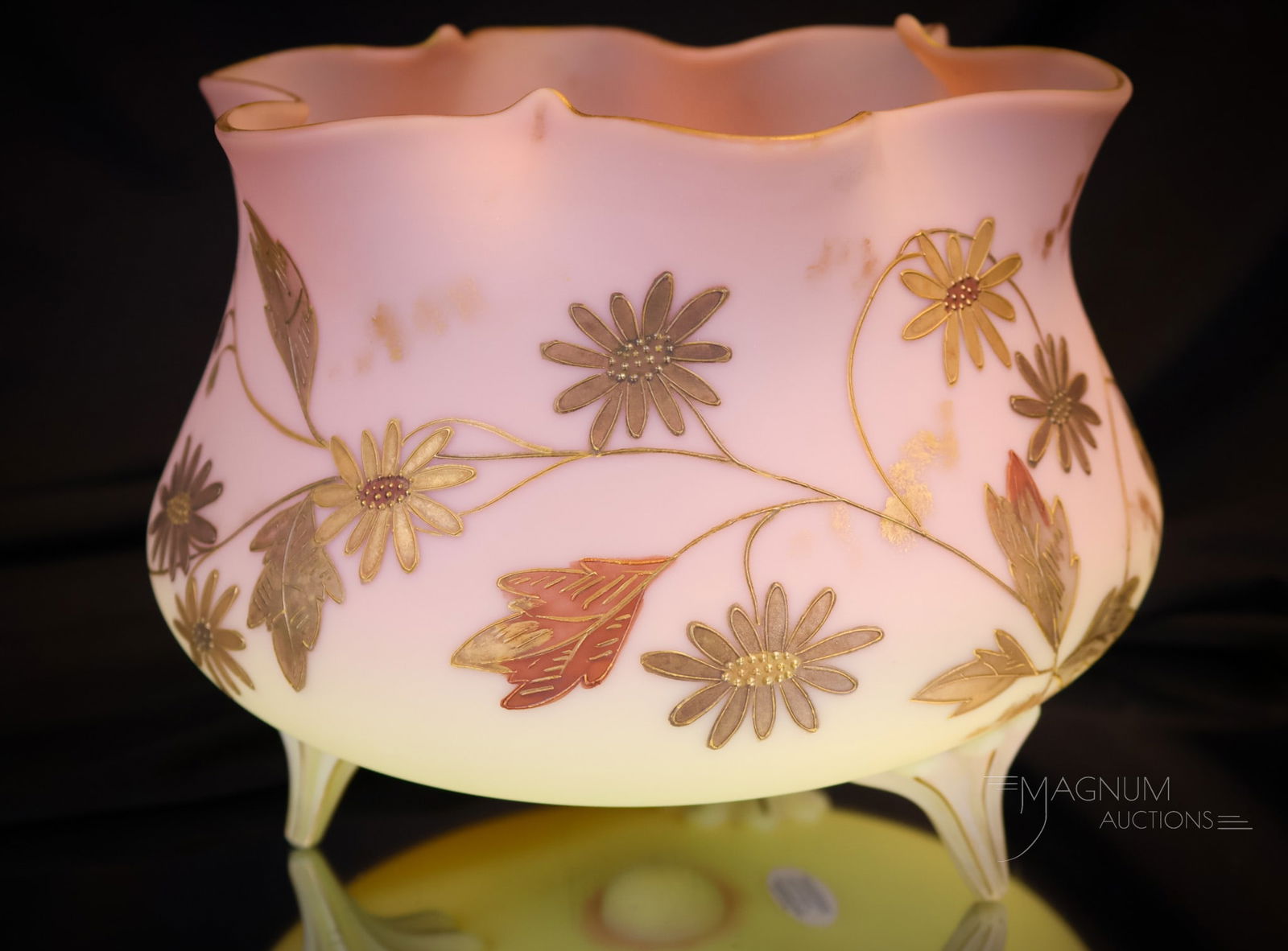 Mt. Washington Burmese Victorian Glass Decorated Vase (1 of 7)