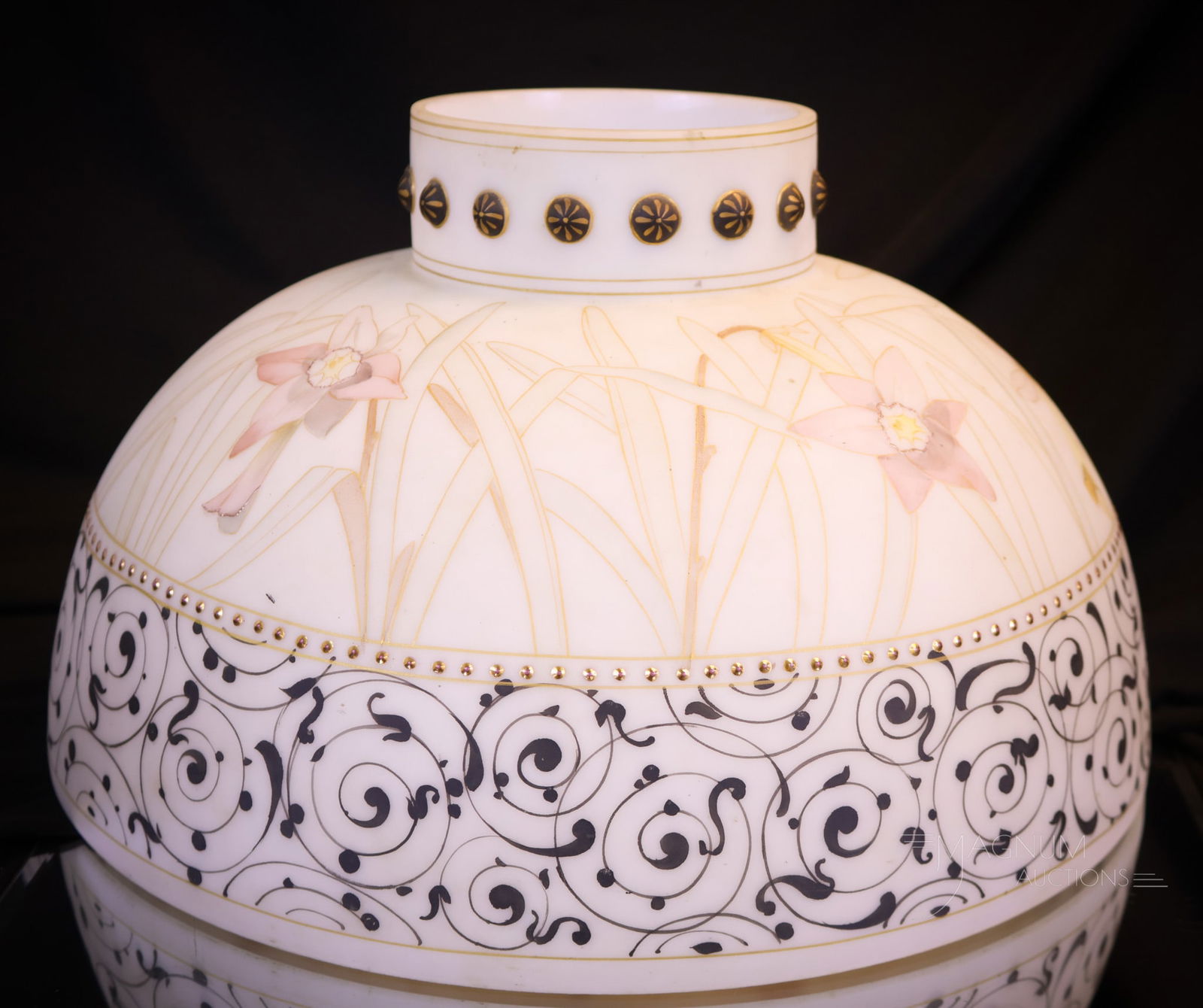 Mt. Washington Crown Milano Victorian Glass Oil Lamp Shade (1 of 4)