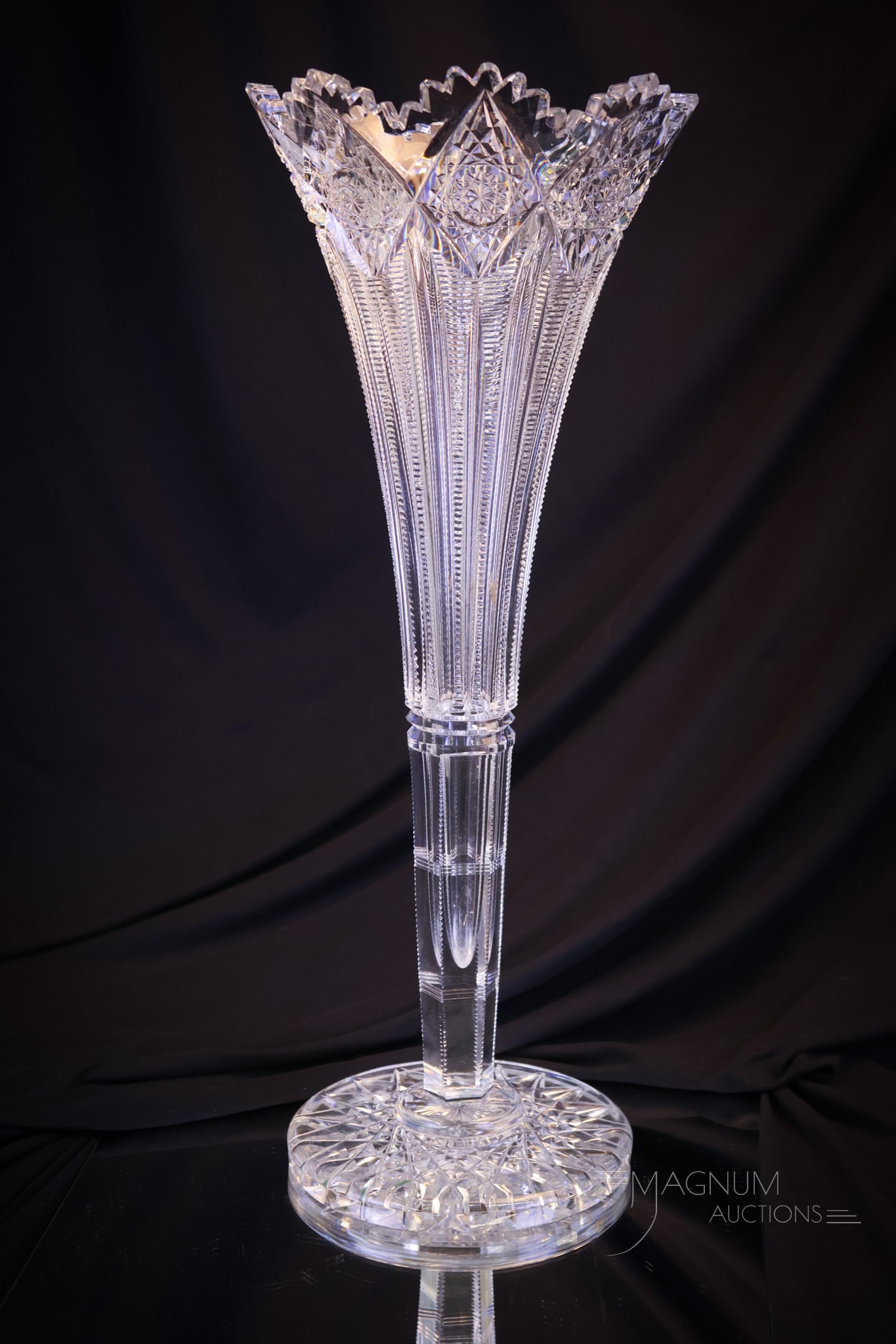 Monumental Hawkes 17 1/2" ABP American Brilliant Period Cut Glass Vase (1 of 5)