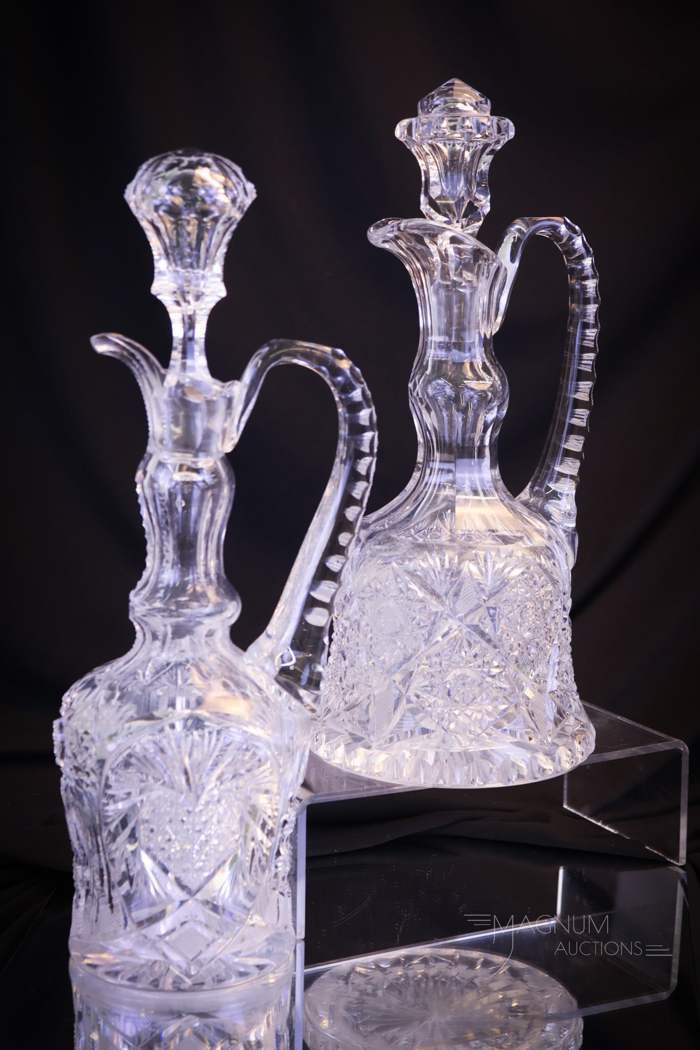 2 pc Lot ABP American Brilliant Period Cut Glass Decanters (1 of 10)