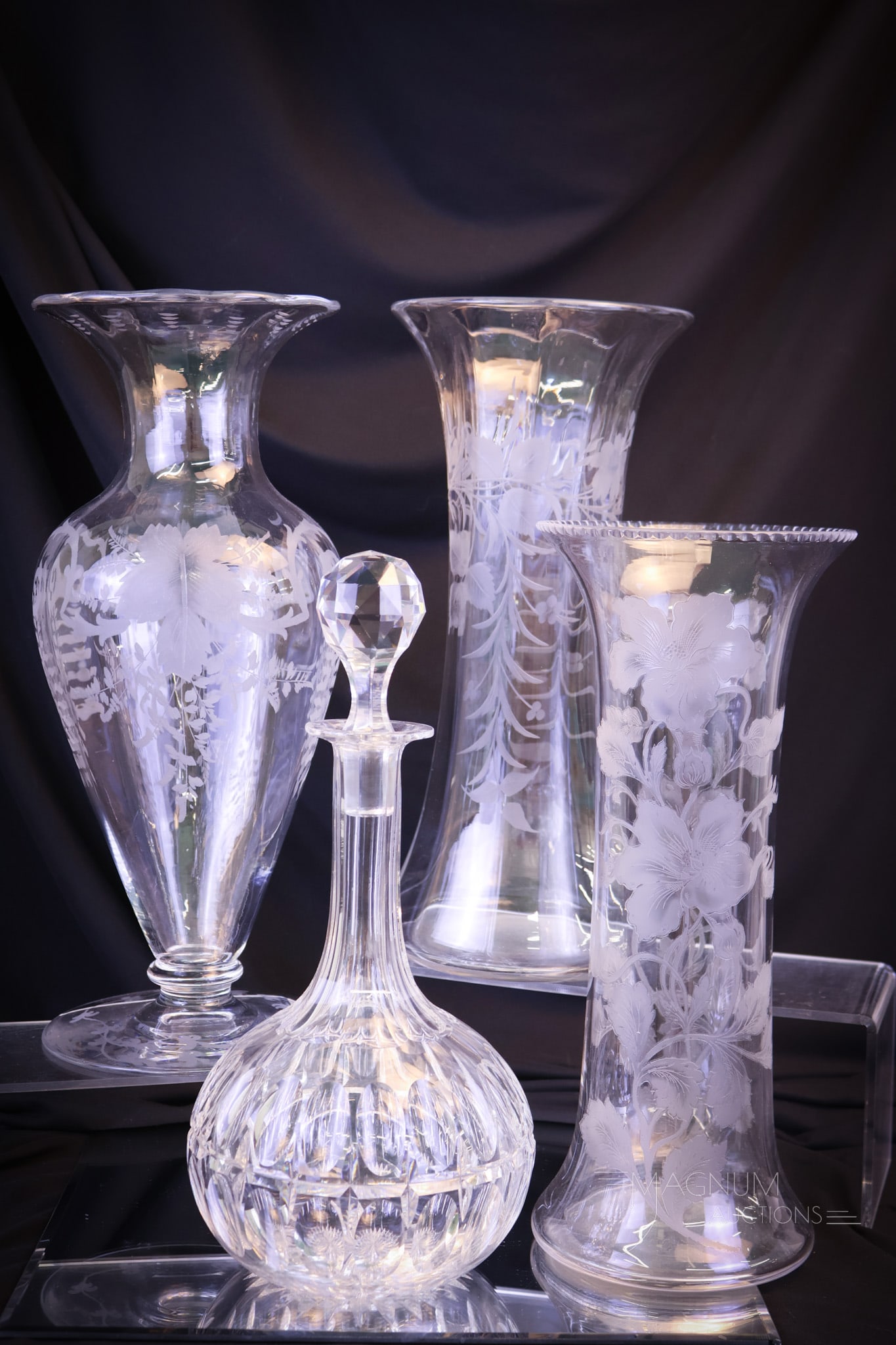 4 pc Lot Antique Engraved Cut Glass Dorflinger & Libbey (1 of 16)