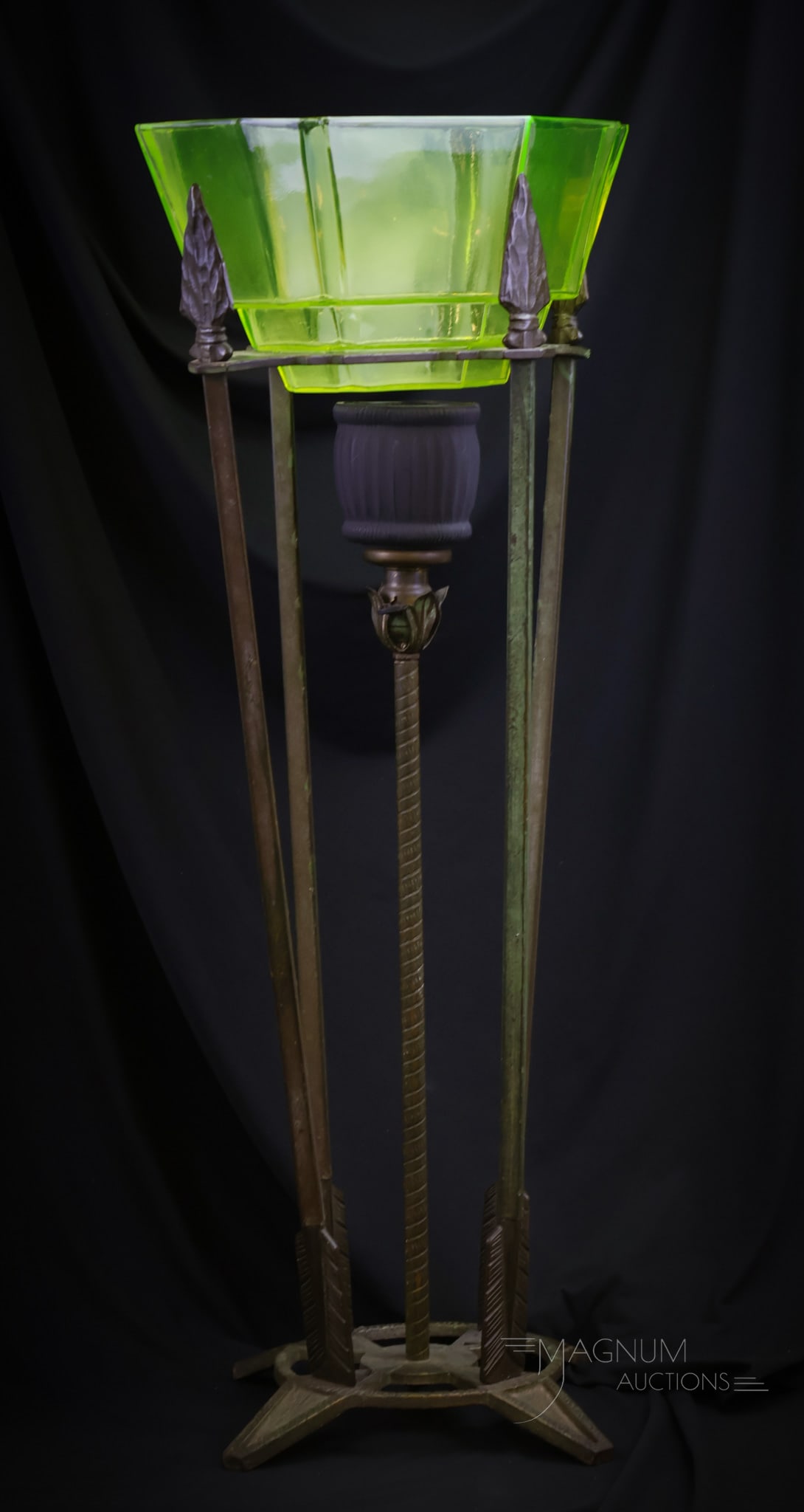 Rare Art Deco Vaseline Bronze Aquarium w/ Light (1 of 12)