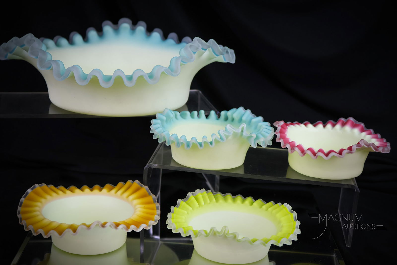 Victorian Custard Uranium Glass Rainbow Berry Set (1 of 9)