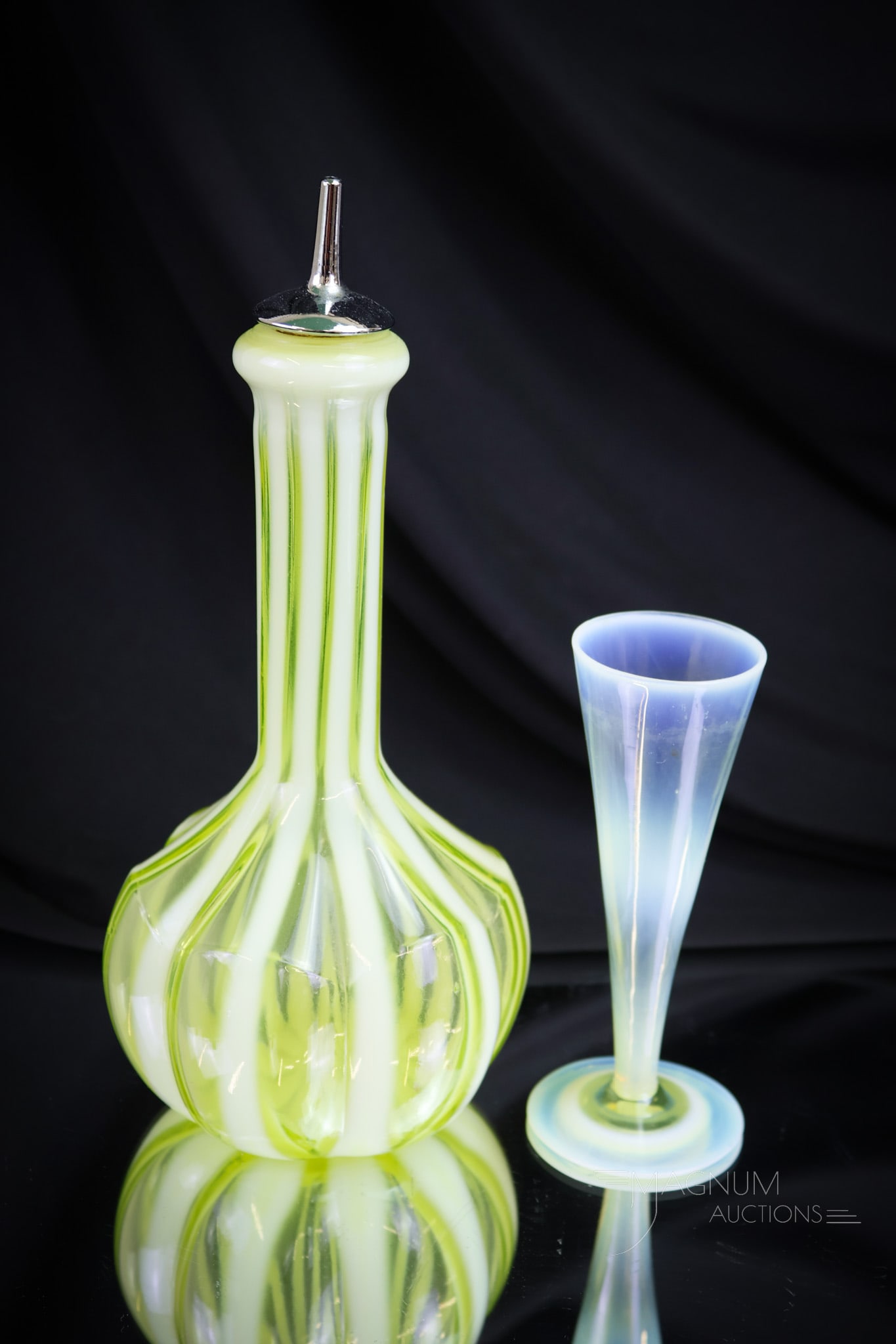 2 pc Lot Victorian & Fenton Vaseline Opalescent Glass (1 of 8)