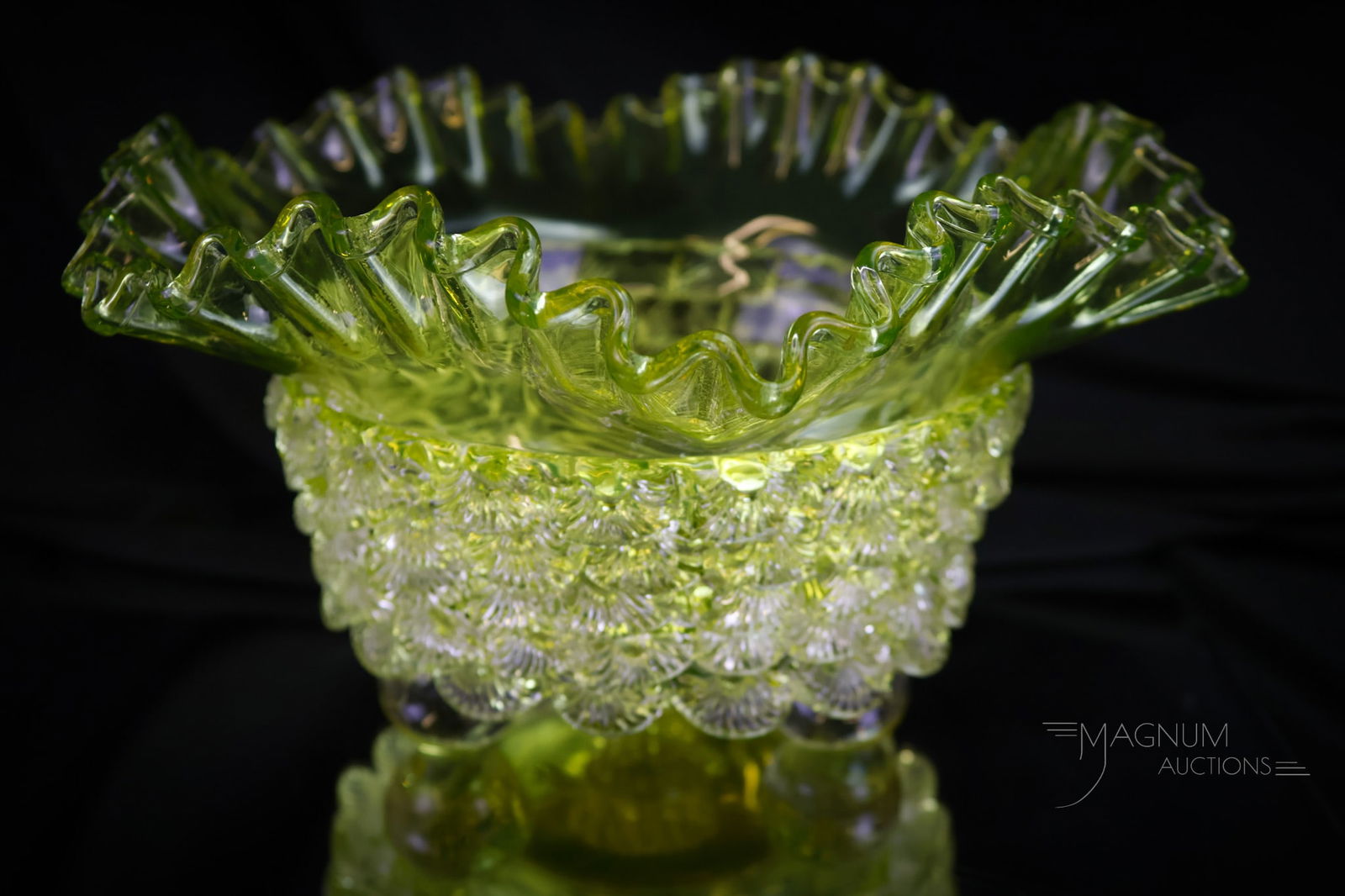 Uranium Yellow Victorian Applied Glass Vase (1 of 5)