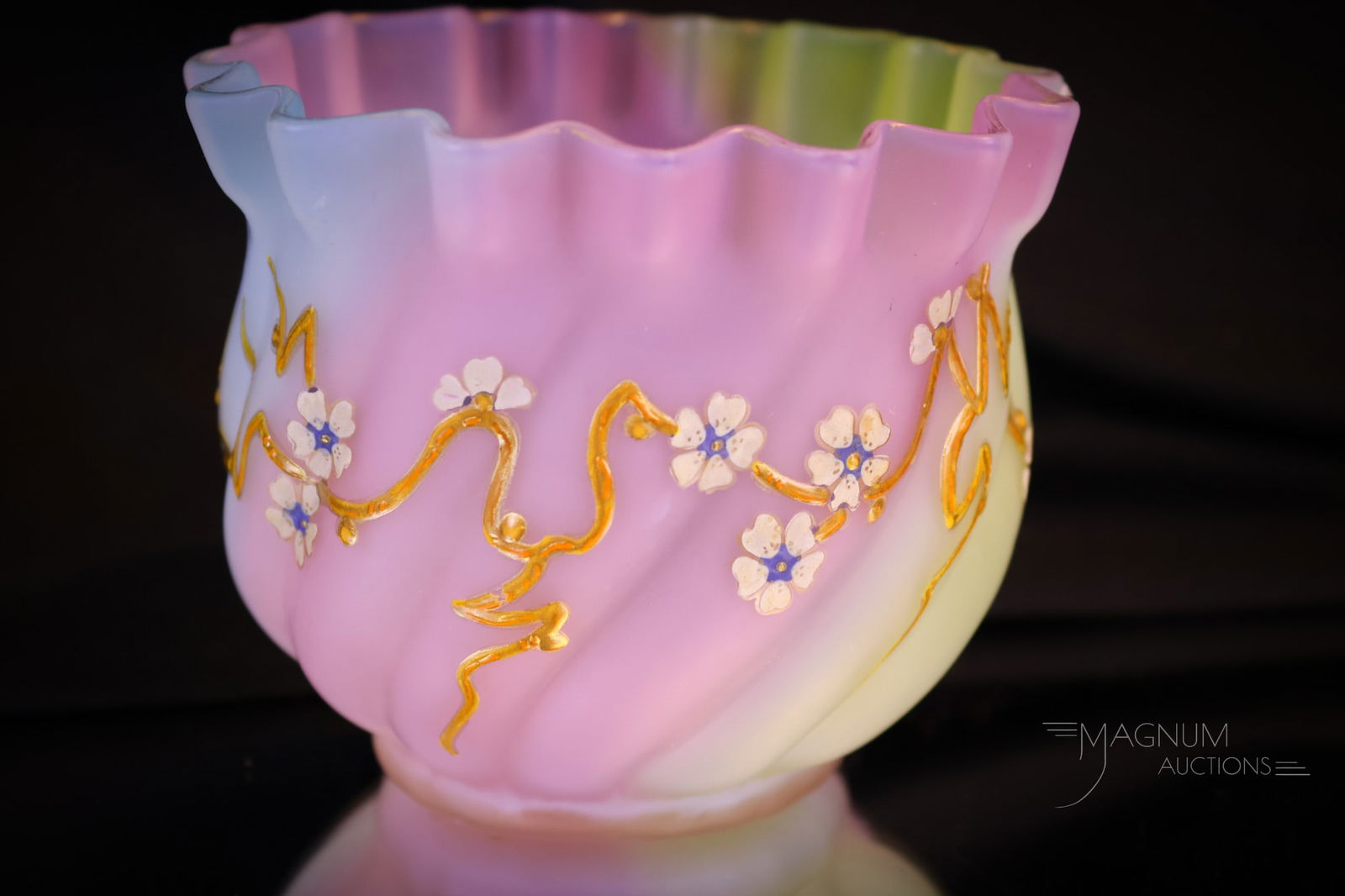 Rainbow Victorian Glass Satin Vase (1 of 5)