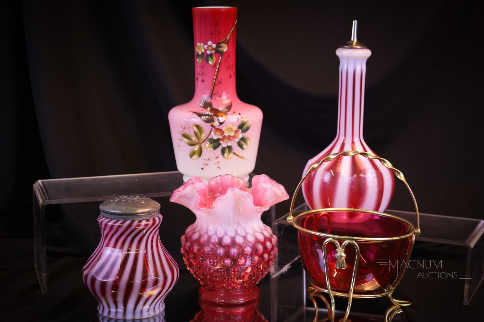 5 pc Lot Victorian Fenton & More Art & Opalescent Glass (1 of 9)