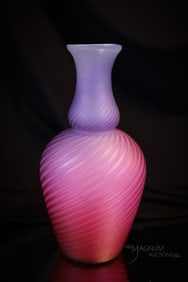 Stevens & Williams Victorian Pompeiian Swirl Mother of Pearl Vase