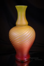 Stevens & Williams Victorian Mother of Pearl Pompeiian Swirl Glass Vase