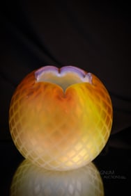 Apricot 2 3/4" Victorian Mother of Pearl Satin Glass Rose Bowl