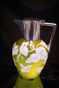 Victorian Citron Webb English Cameo Glass & Silverplate Claret Jug