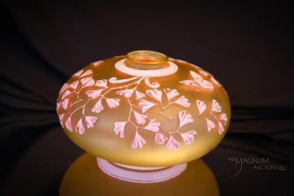 Victorian English 3 Color Cameo Uranium Glass lamp Base