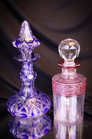 2 pc Lot Antique Glass Perfume Bottles