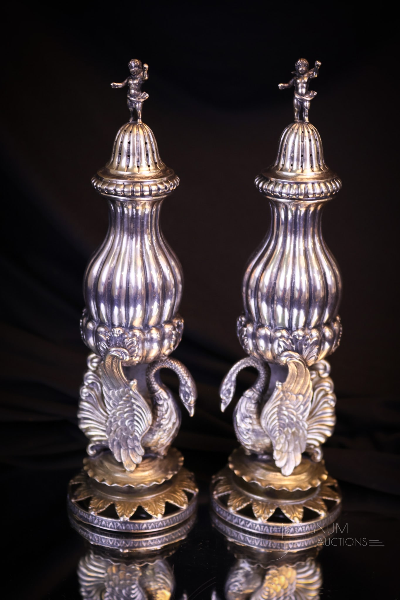 Pair German Rococo Revival .800 Silver (1 of 8)