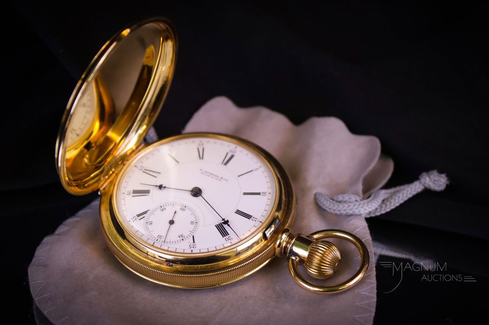 Howard 18K Gold Engine Turned Hunters Case 15 Jewel Pocket watch (1 of 13)