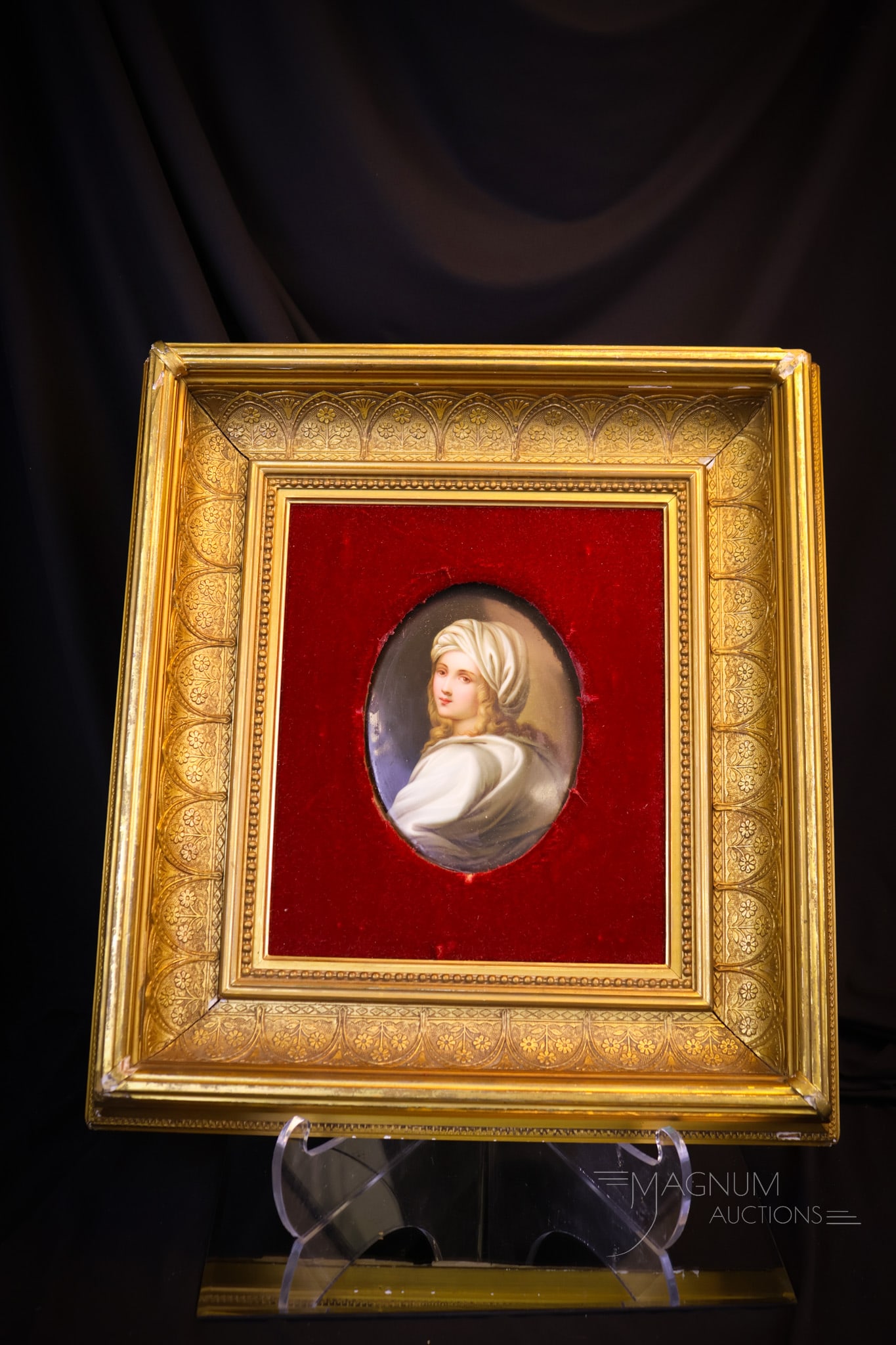 Framed Hand Painted Porcelain Portrait Plaque "Benci Cenci" (1 of 7)