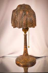 Art Deco Weeping Willow Copper Painted Boudoir Lamp