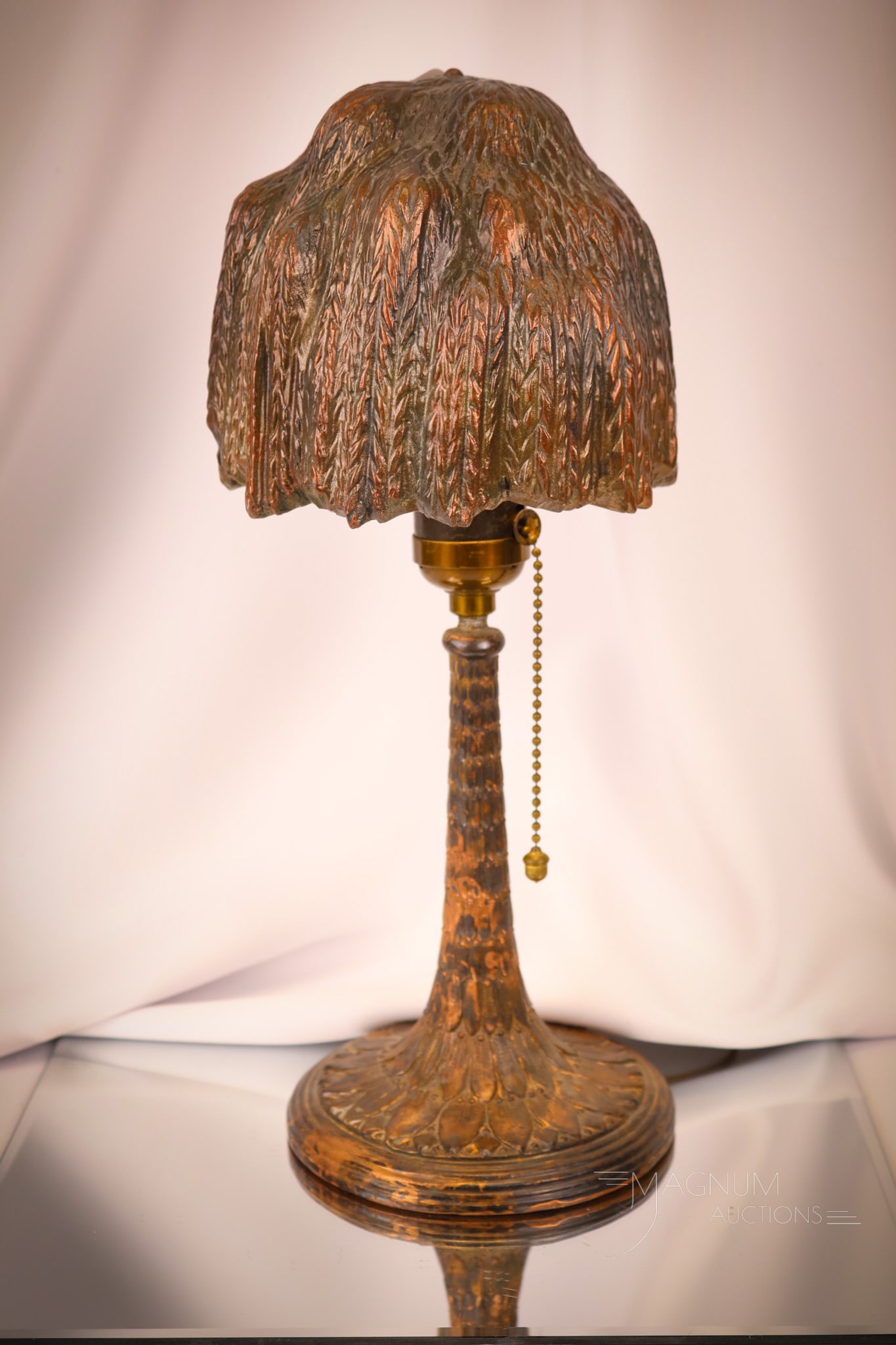 Art Deco Weeping Willow Copper Painted Boudoir Lamp (1 of 10)