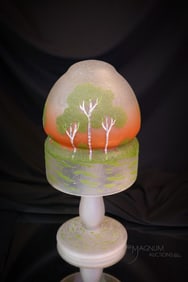 Art Deco 1920s Pairpoint Obverse Painted Boudoir Mushroom Lamp