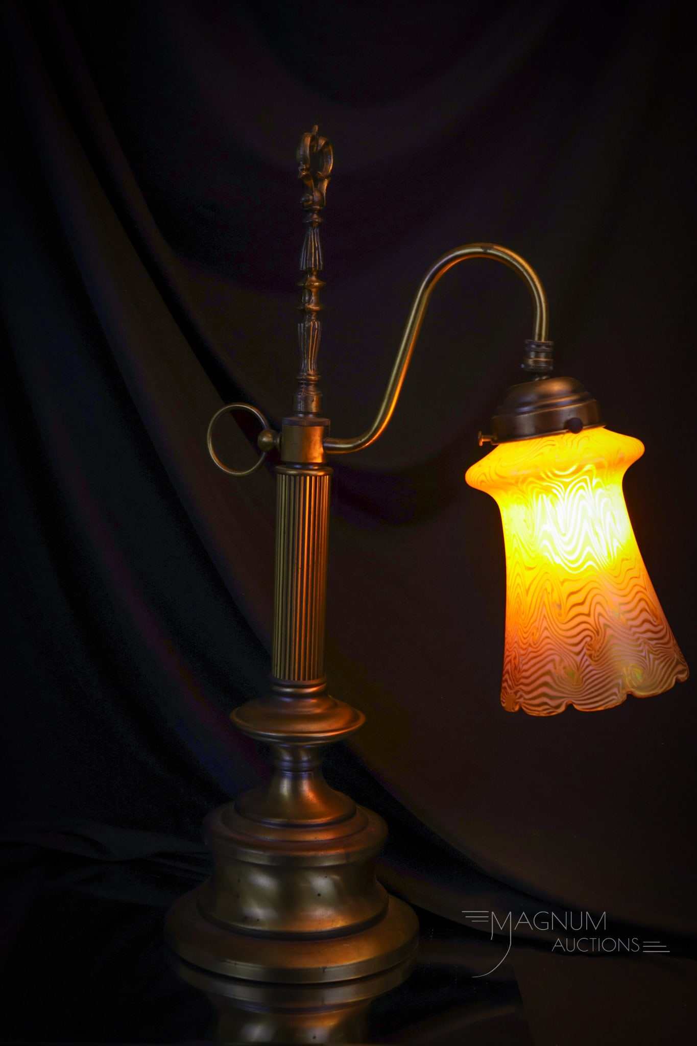 Quezal Art Glass Iridescent Shade Table Lamp (1 of 11)