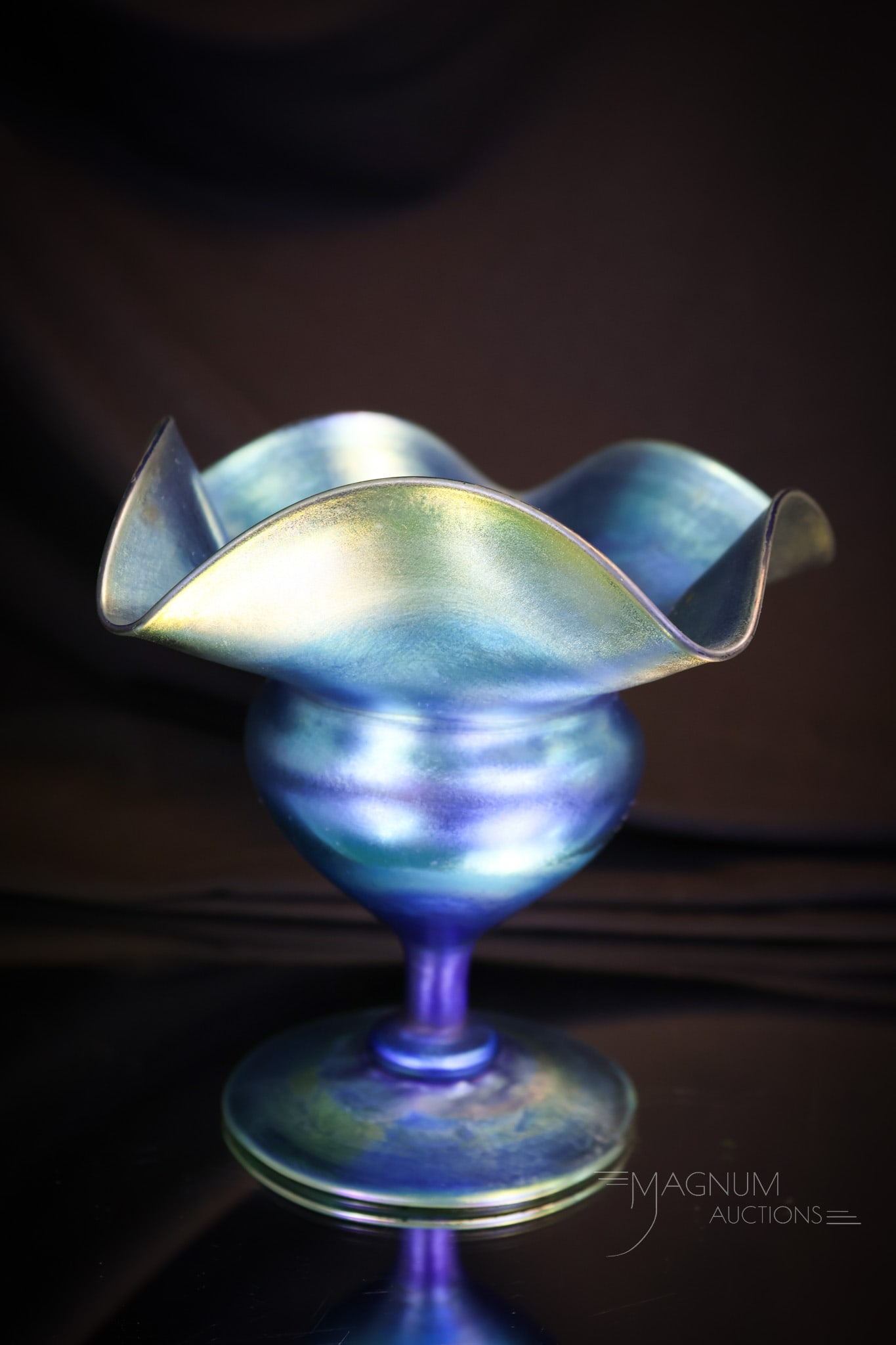 Beautiful Blue Tiffany Favrile Art Glass Compote (1 of 8)
