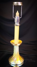 Tiffany Gold Favrile Art Glass Candlestick Lamp Base