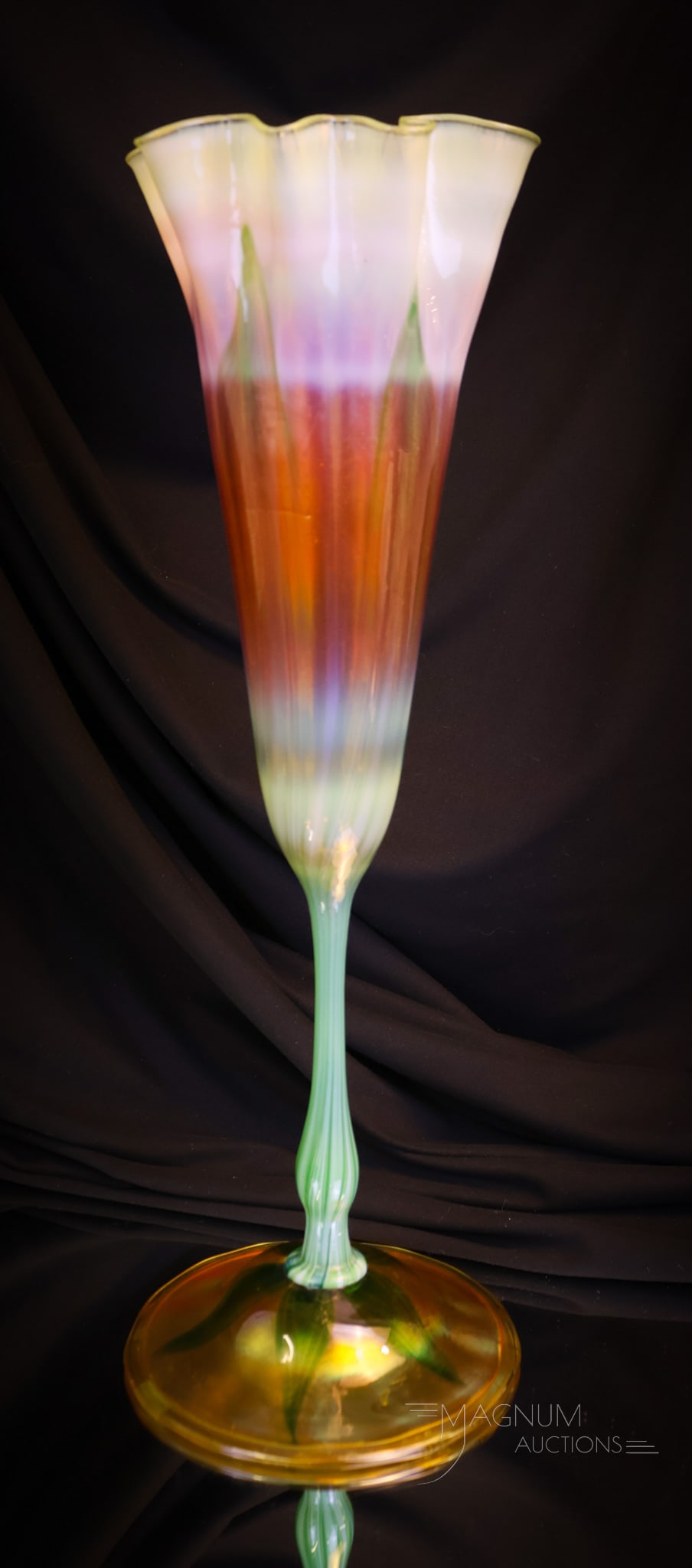 Tiffany 15 1/4" Pulled Feather Floriform Vase (1 of 10)