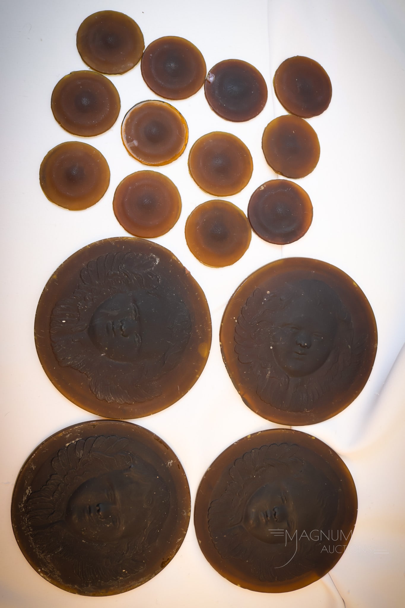 16 pc Lot Tiffany Studios "All Angels Church" Leaded Glass Roundels (1 of 7)