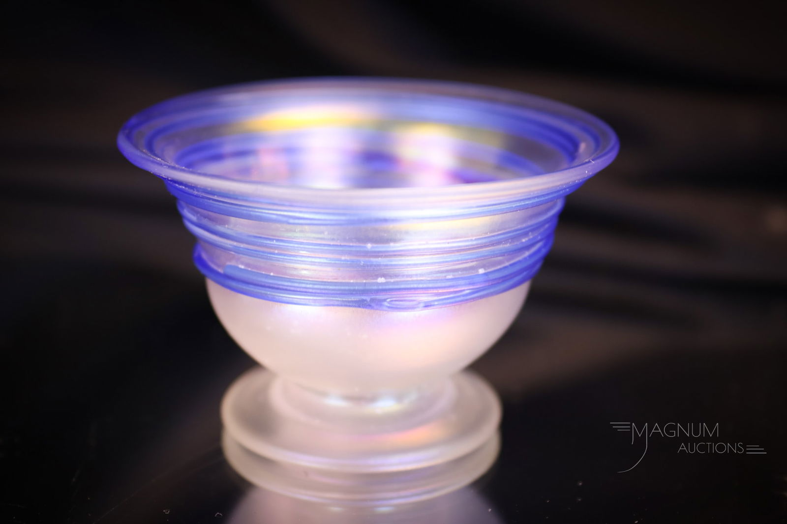 Steuben Verre De Soie Threaded Footed Art Glass Open Salt (1 of 6)