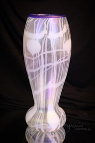 Imperial Freehand Iridescent Heart & Vine Vase