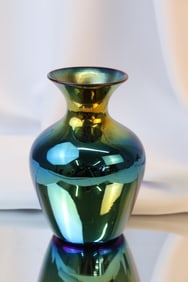 Imperial Lead Lustre Freehand Iridescent Art Glass Vase