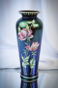 Poschinger Amethyst Iridescent Enameled Art Glass Vase