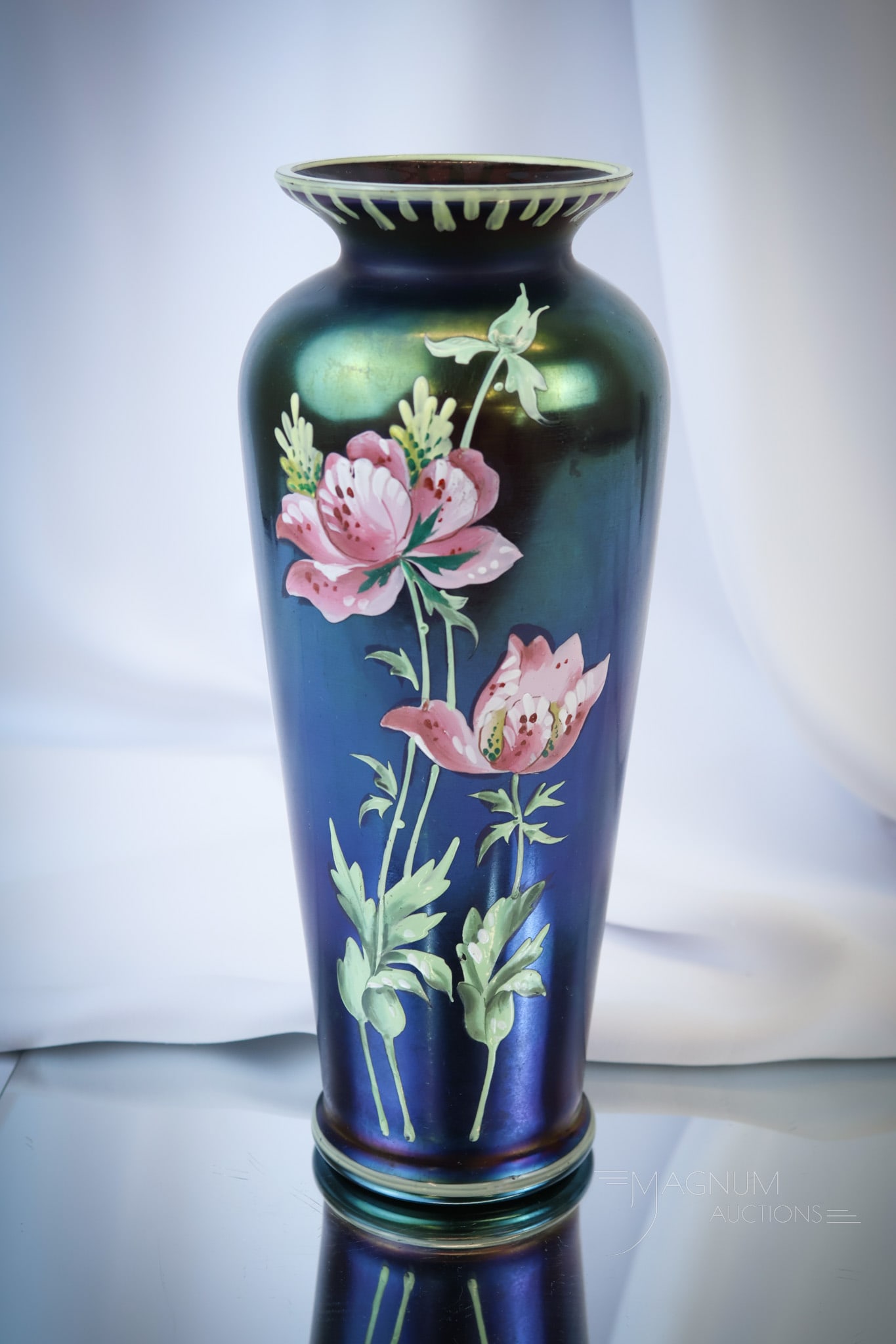 Poschinger Amethyst Iridescent Enameled Art Glass Vase (1 of 5)