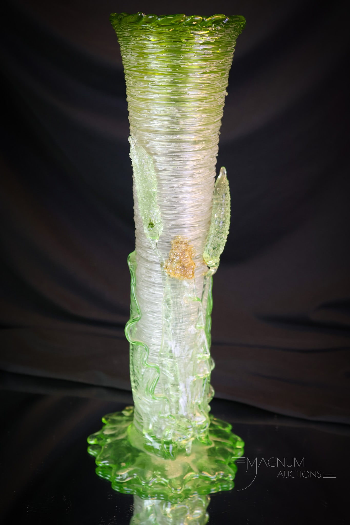 Loetz Pele-Mele Uranium Art Glass Cattail Vase (1 of 11)