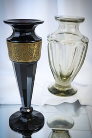 2 pc Lot Moser Karlsbad Glass