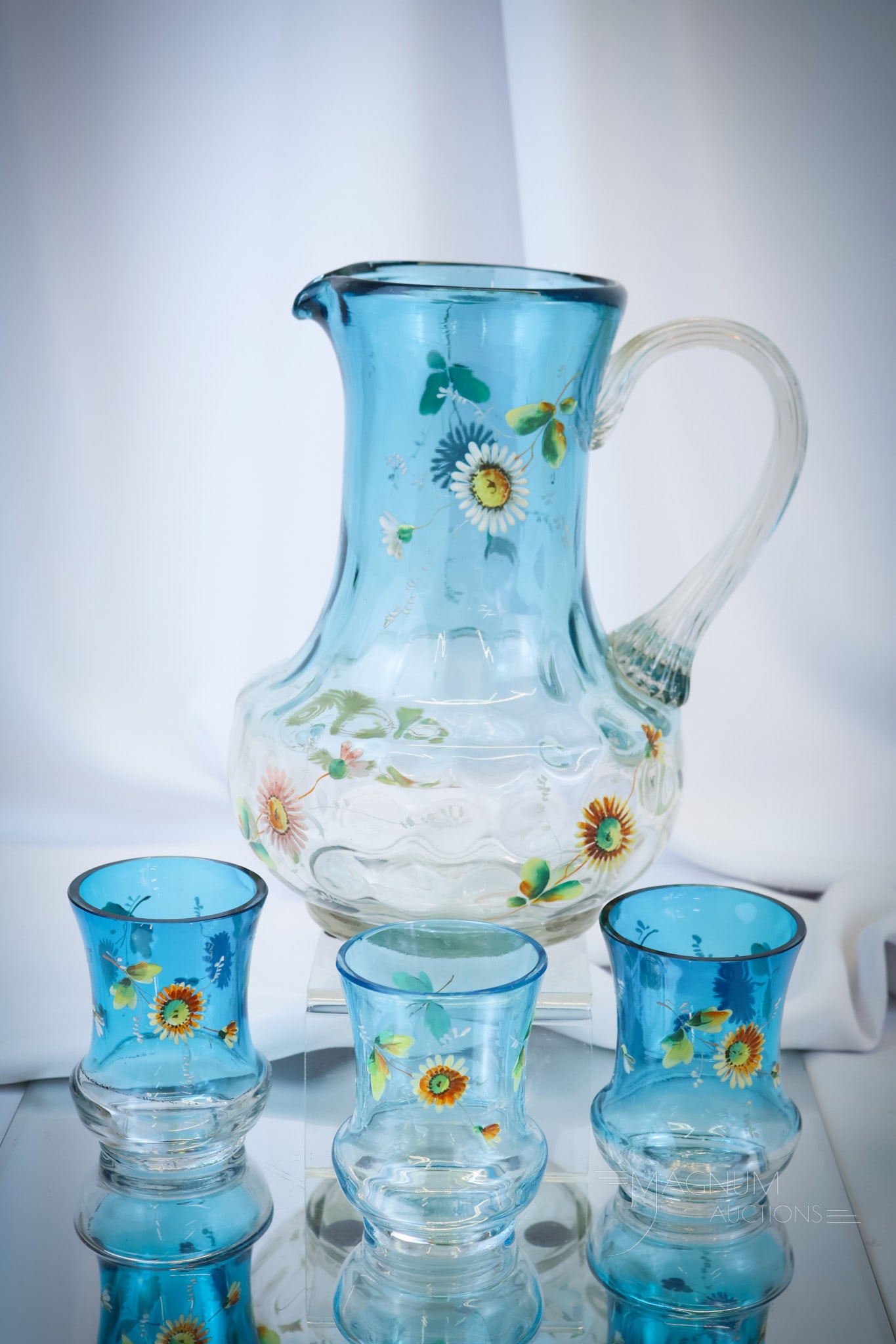 Bluerina Victorian Enameled Glass 4 pc Water Set (1 of 10)