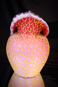 8 1/2" Victorian Mother of Pearl Satin Glass Coralene Vase