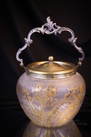French Acid Cutback Cameo Glass Vicgtorian Biscuit Jar