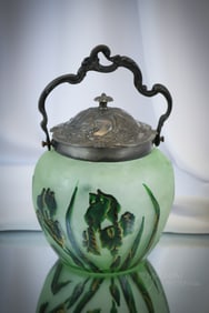French Acid Cut Back Cameo Glass Biscuit Jar