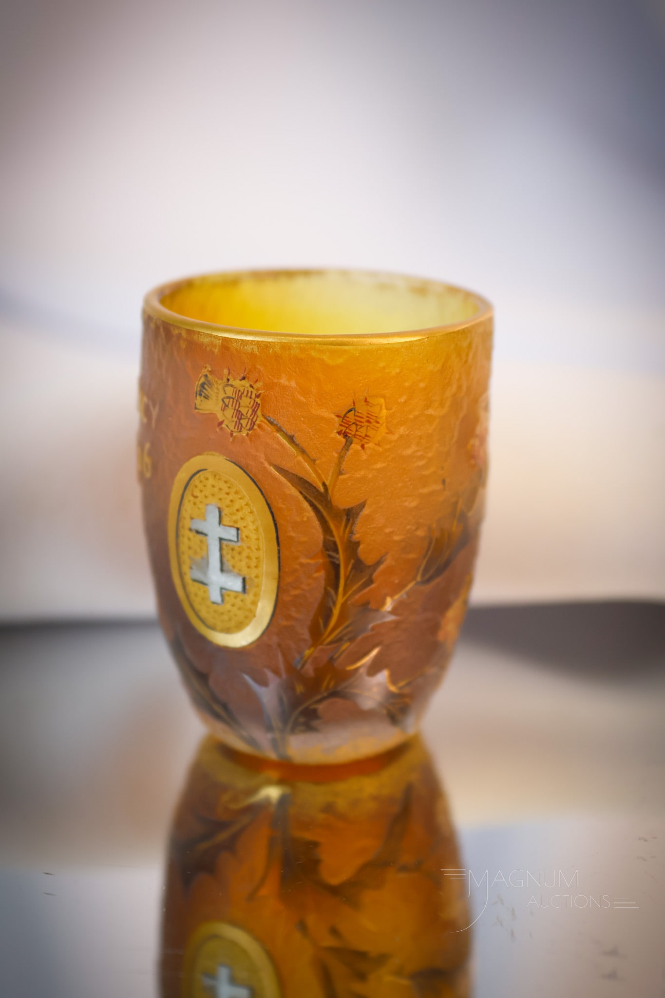 Signed Daum Nancy French Cameo Miniature Art Glass Vase Toothpick (1 of 6)