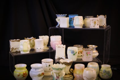27 pc Lot Victorian Opaque & More Victorian Glass Toothpick Holders